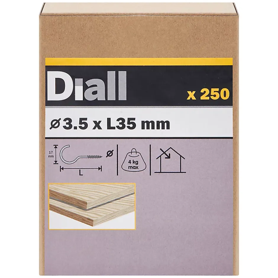 Crochet rond à visser en acier zingué 35x19 mm - 250 pièces-Diall Online