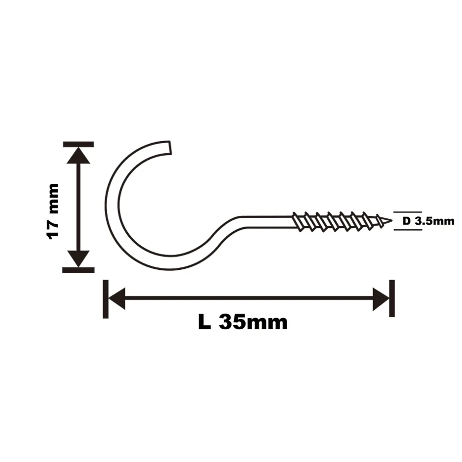 Crochet rond à visser en acier zingué 35x19 mm - 250 pièces-Diall Online
