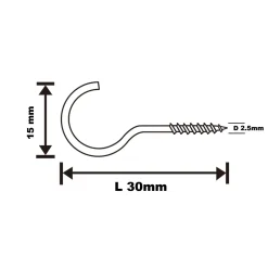 Crochet rond à visser en acier zingué 30x15 mm - 10 pièces^Diall Hot