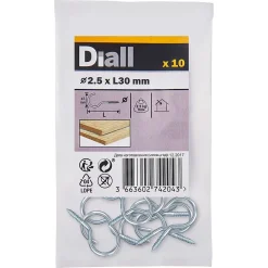 Crochet rond à visser en acier zingué 30x15 mm - 10 pièces^Diall Hot