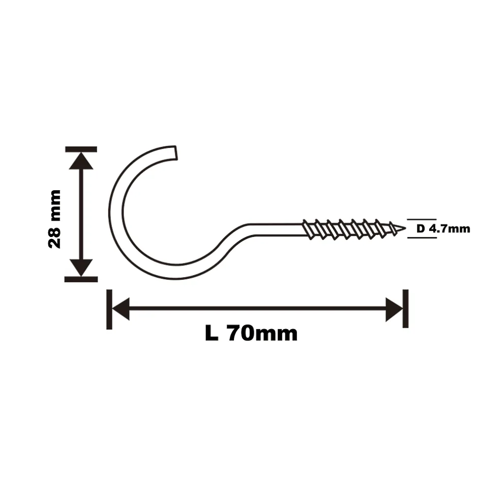 Crochet rond à visser en acier zingué 70x30 mm - 100 pièces^Diall Discount