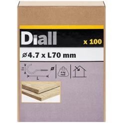 Crochet rond à visser en acier zingué 70x30 mm - 100 pièces^Diall Discount