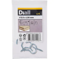 Crochet rond à visser en acier zingué 30x15 mm - 4 pièces-Diall New