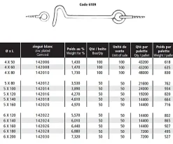 Crochets contrevent acier zingué 6X160 boîte de 50 - - 142026-Gfd New