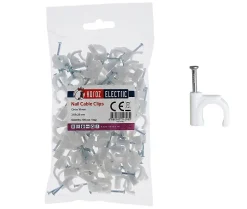 Crochets fixation / Clips de Câble ronds type FLOP fi 10 mm, blancs, boîte de 100 pcs-Horoz Electric Clearance