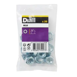 Écrous hexagonaux en acier zingué ø 10 - 20 pièces^Diall Outlet