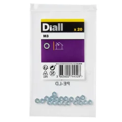 Écrous hexagonaux en acier zingué ø 3 - 20 pièces-Diall New