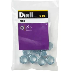 Écrous hexagonaux en acier zingué ø 18 - 10 pièces^Diall