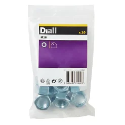 Écrous hexagonaux en acier zingué ø 16 - 10 pièces^Diall Outlet