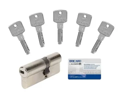 Cylindre 6 goupilles dimensions 30+40 débrayable nickelé + 5 clés réversibles-Bricard Best