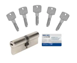 Cylindre 6 goupilles dimensions 40+40 débrayable nickelé + 5 clés réversibles-Bricard Hot