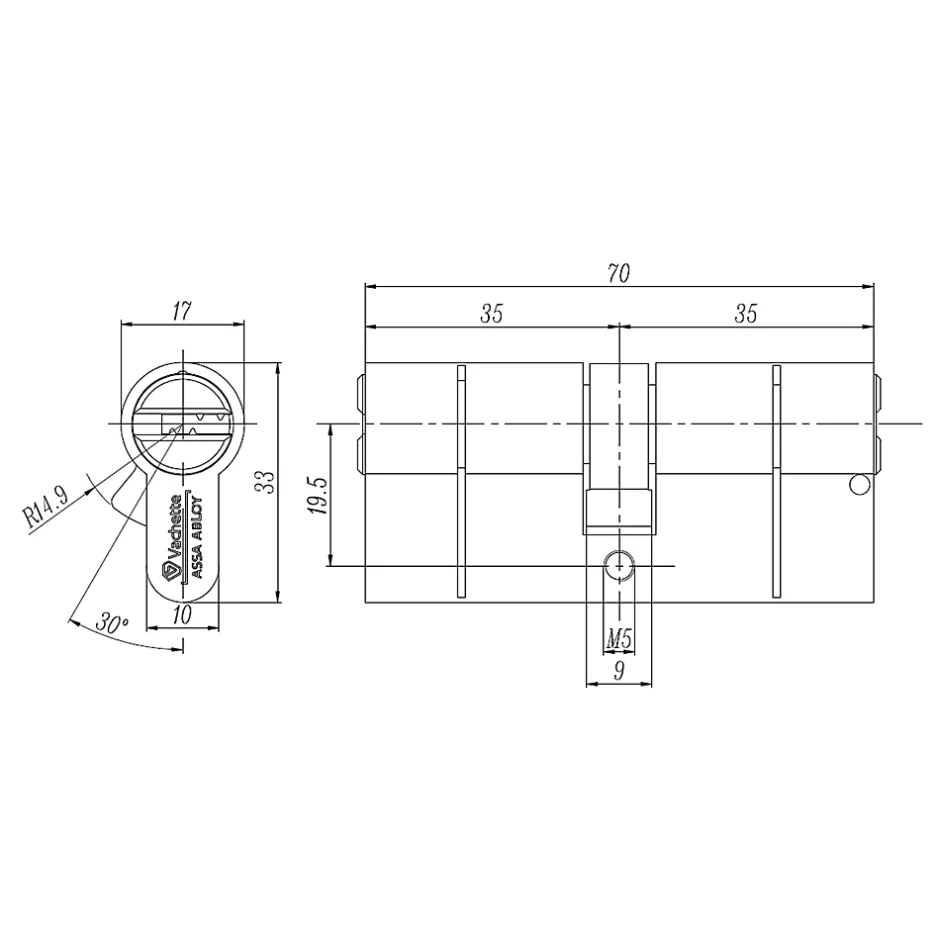 Cylindre de haute sécurité 35 x 35 mm^Vachette Online