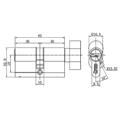 Cylindre de sécurité à bouton 30 x 30 mm^Vachette Outlet