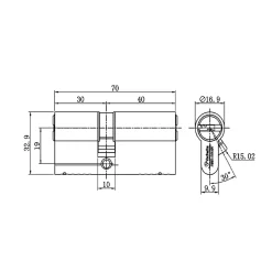 Cylindre de sécurité laiton 30 x 40 mm-Vachette Clearance