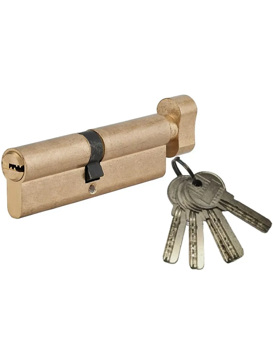 Cylindre de serrure à bouton 5G, 45Bx50mm, laiton, anti-arrachement, 5 clés -^SP Clearance