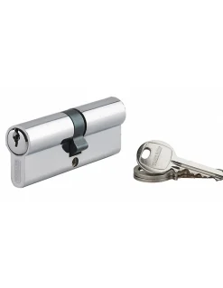 Cylindre de serrure double entrée Ecopro, 40x40mm, aluminium, anti-arrachement, 3 clés, nickel -^SP Online