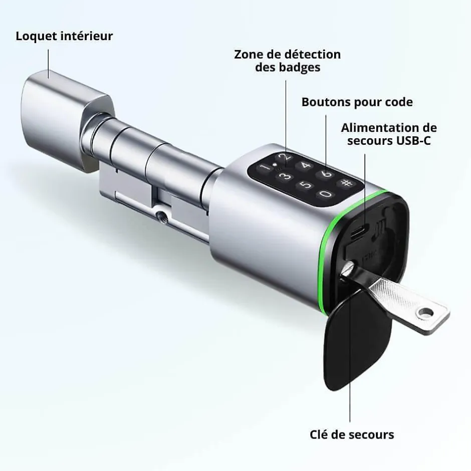 Cylindre électronique de serrure connecté -10 code à code et badge rfid mifare^LOCKY Online