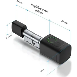 Cylindre Électronique de Serrure Connectée Ouverture Code, RFID & Smartphone-Automatisme Passion New