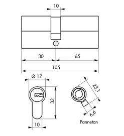 Cylindre serrure porte debrayable haute sécurité clés réversibles Carte propriété Trafic 6 Thirard Taille - 30x65mm^Autres Hot