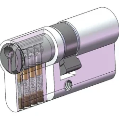 Cylindre série 500+ 30x40 mm nickelé - 5 goupilles - 3 clés-Yale