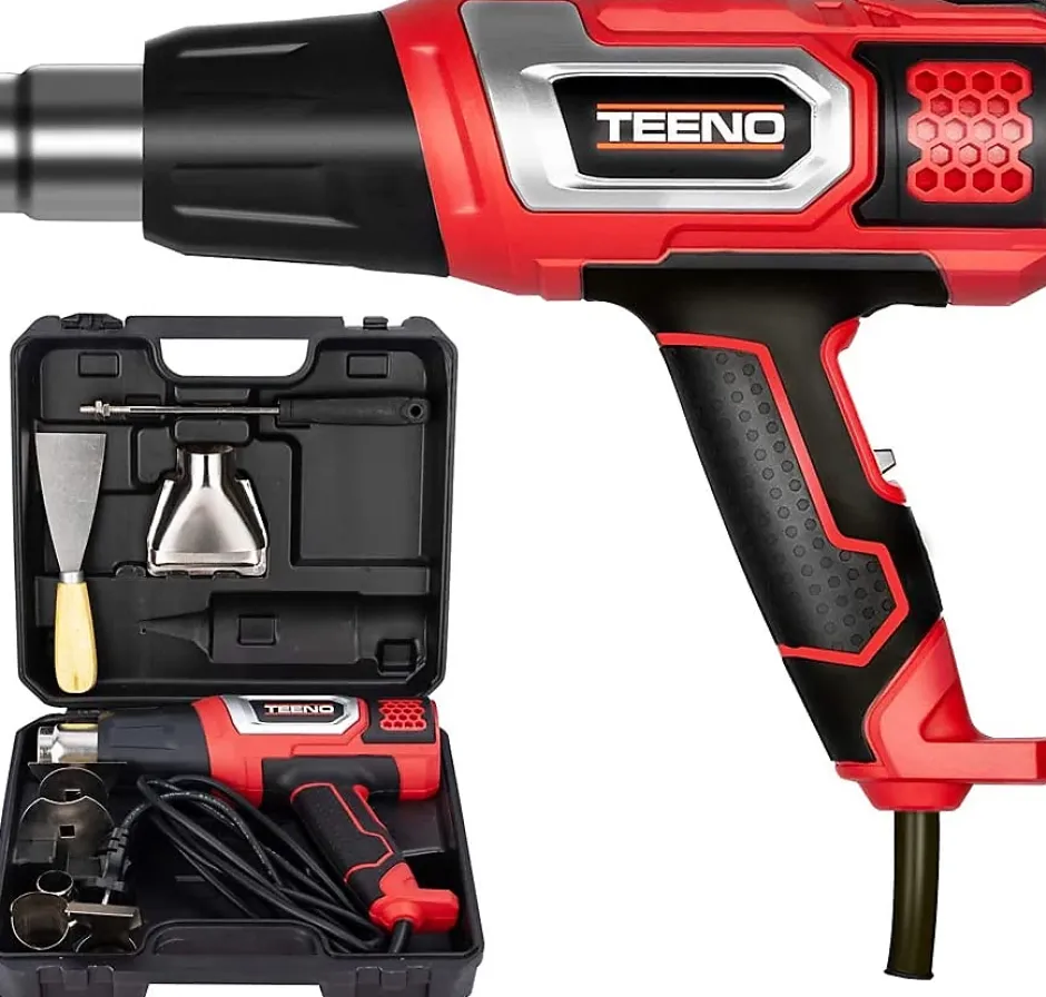 Décapeur thermique 2000W Pistolet à Air Chaud coffret avec 8 accessoires^Teeno