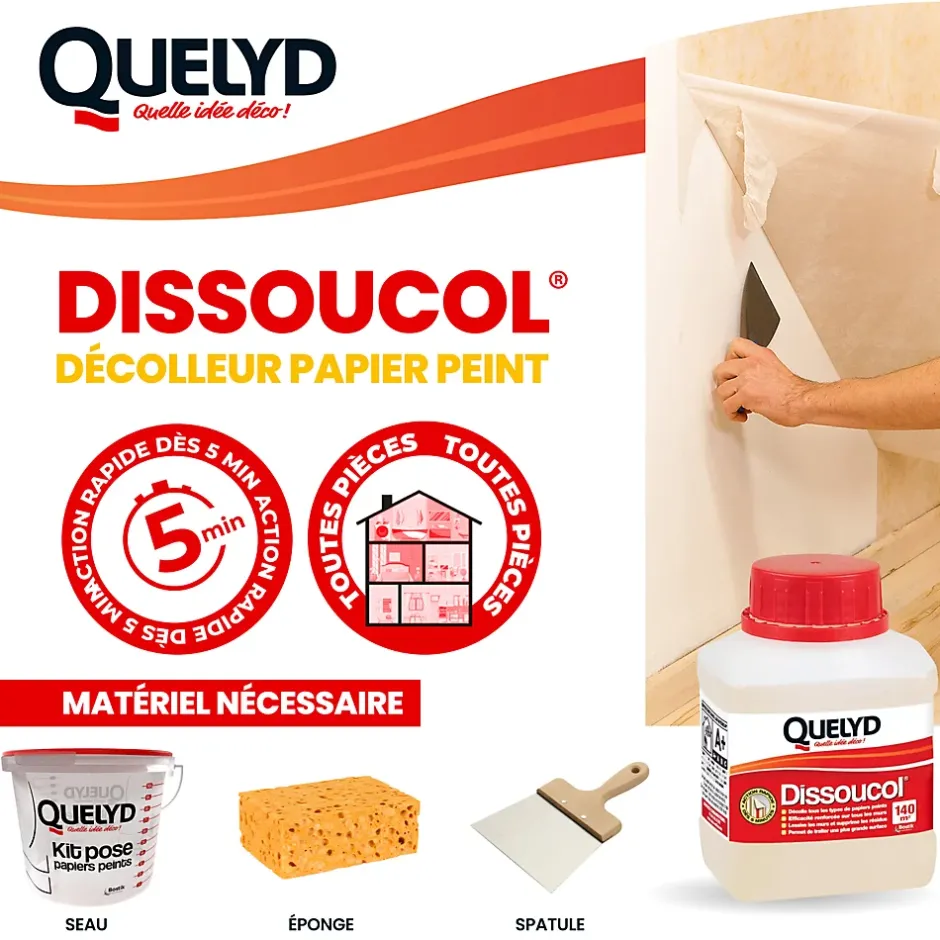 Décolleur de papier peint Dissoucol - surface de couverture 140 m² - contenance 0,25 L - 30611831^Quelyd Best