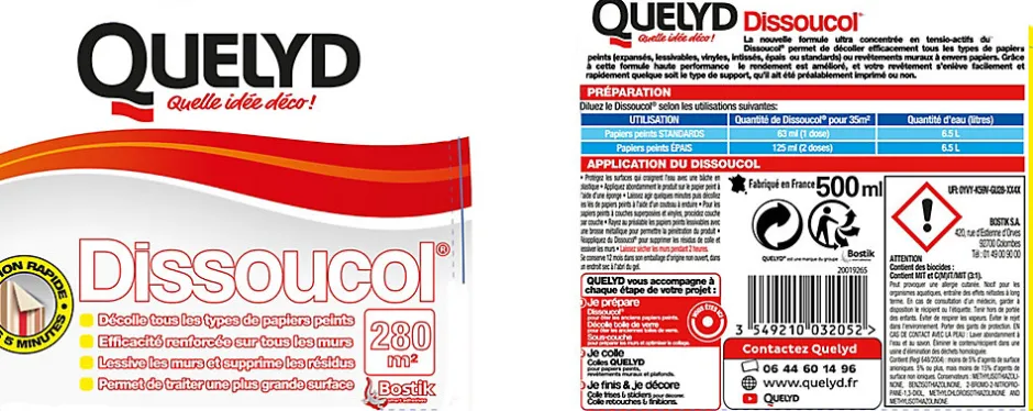 Décolleur de papier peint Dissoucol - surface de couverture 280 m² - contenance 0,5 L - 30602476^Quelyd Outlet