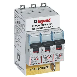 Disjoncteur DNX3 unipolaire + neutre 16A vendu par 3 pièces-Legrand Hot