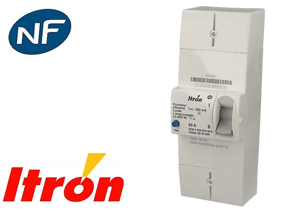 Disjoncteur EDF monophasé sélectif 60A Itron Actaris^Actaris-Itron Discount