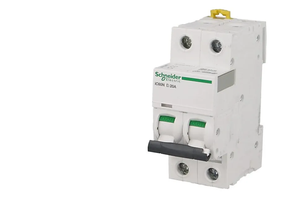 Disjoncteur modulaire bipolaire Schneider Acti9 iC60N 20A courbe D-Schneider Electric Outlet