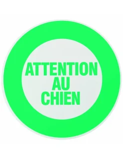 Disque de signalisation Attention au chien, polystyrène rigide adhésif, diamètre 180mm -^Thirard Clearance