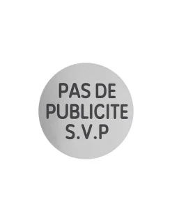 Disque de signalisation Pas de publicité, alunimium adhésif, diamètre 80mm -^Thirard Sale
