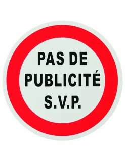 Disque de signalisation Pas de publicité, polystyrène rigide adhésif, diamètre 80mm -^Thirard Clearance