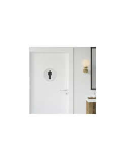 Disque de signalisation WC Homme , à visser, inox brossé, marquage noir, diamètre 76mm -^Thirard Sale