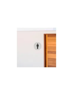 Disque de signalisation WC Homme , à visser, inox brossé, marquage noir, diamètre 76mm -^Thirard Sale