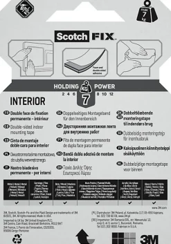 Double face intérieur 19 mm x 1.5 m blanc, 7 kg^3M Hot