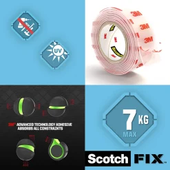 Double face intérieur Scotch Extrême 19 mm x 1.5 m transparent, 7 kg-3M Hot