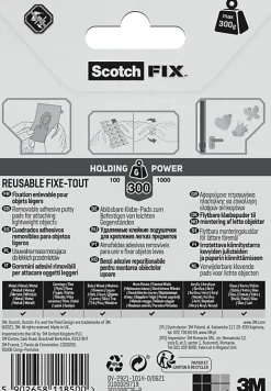 Double face repositionnable 11 x 15 mm blanc, 36 carrés 300 g-3M Discount