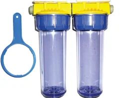 Double filtre 3/4'' BYPASS anti-calcaire avec équerre et cartouche - - FD34CBP^Polar Online