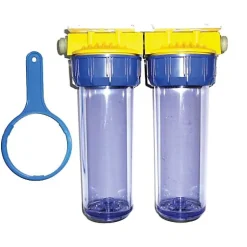 Double filtre 3/4'' BYPASS anti-calcaire avec équerre et cartouche - - FD34CBP^Polar Online