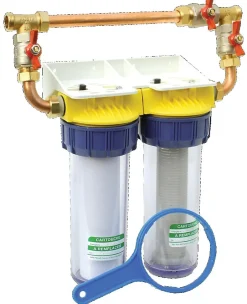 Double filtre 3/4'' BYPASS anti-calcaire avec équerre et cartouche - - FD34CBP^Polar Online