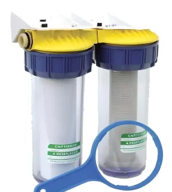 Double filtre anti-tartre 3/4'' avec équerre cartouche et clé - - FD34C^Polar Hot