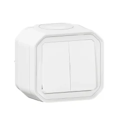 Double interrupteur Plexo blanc en saillie^Legrand Sale