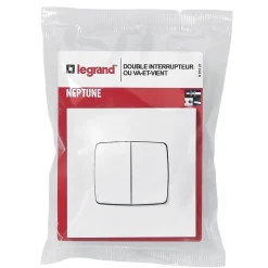 Double interrupteur ou va-et-vient Neptune 0 913 21 coloris blanc 10 A^Legrand New