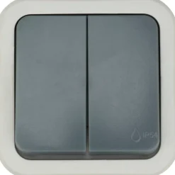 Double interrupteur va-et-vient étanche en saillie Malinn gris complet^Jacobsen