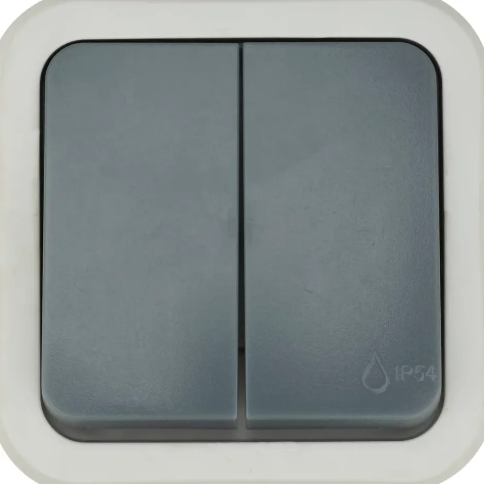 Double interrupteur va-et-vient étanche en saillie Malinn gris complet^Jacobsen