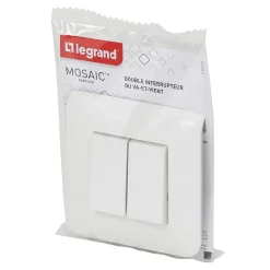 Double interrupteur va-et-vient à vis Mosaïc blanc^Legrand Discount