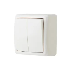 Double interrupteur va-et-vient monobloc en saillie étanche Sigurd blanc complet-Jacobsen