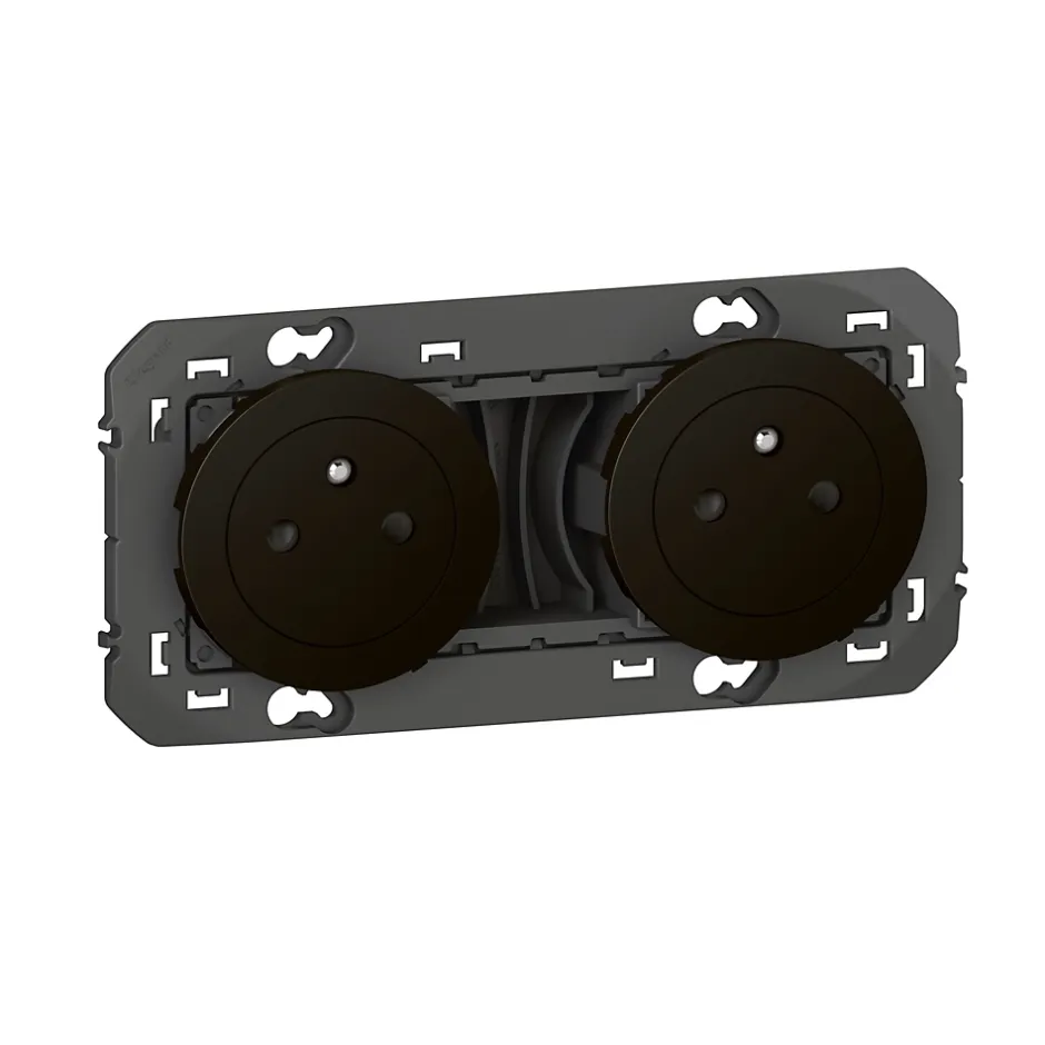 Double prise 2 pôles + terre Dooxie noir carrée à composer-Legrand New