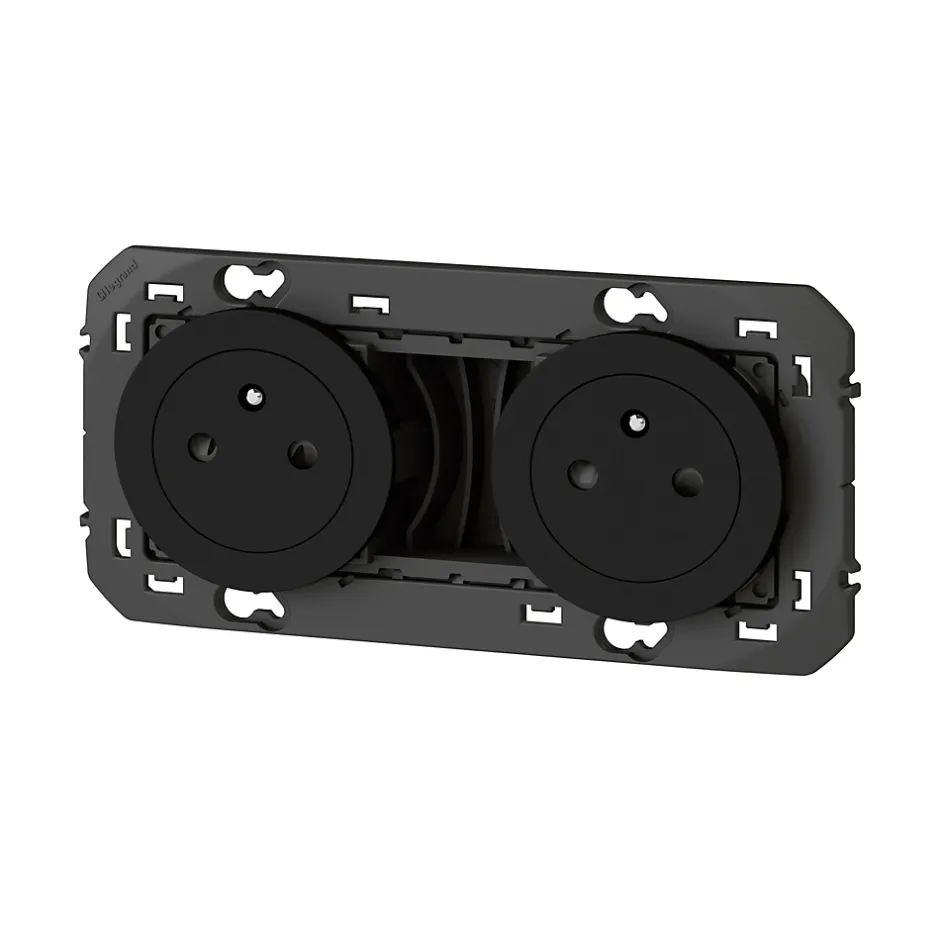 Double prise 2 pôles + terre Dooxie noir carrée à composer-Legrand New